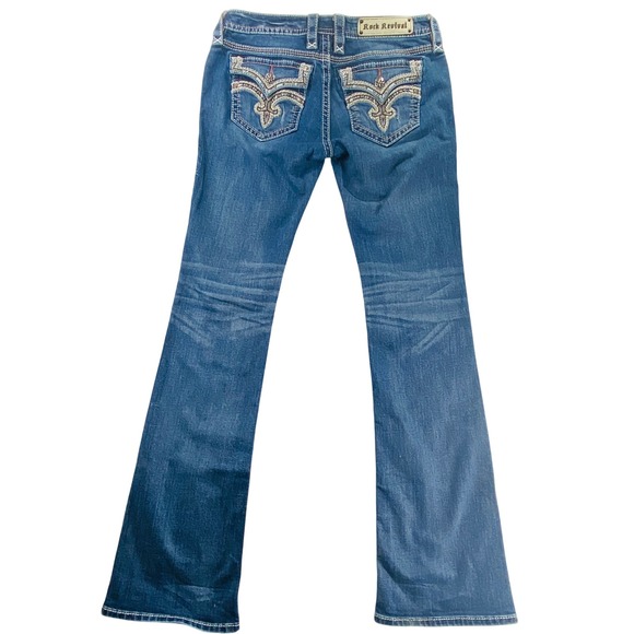 Rock Revival Kaylee Bootcut Embellished Jeans Blue Denim Size 29 - Picture 14 of 16